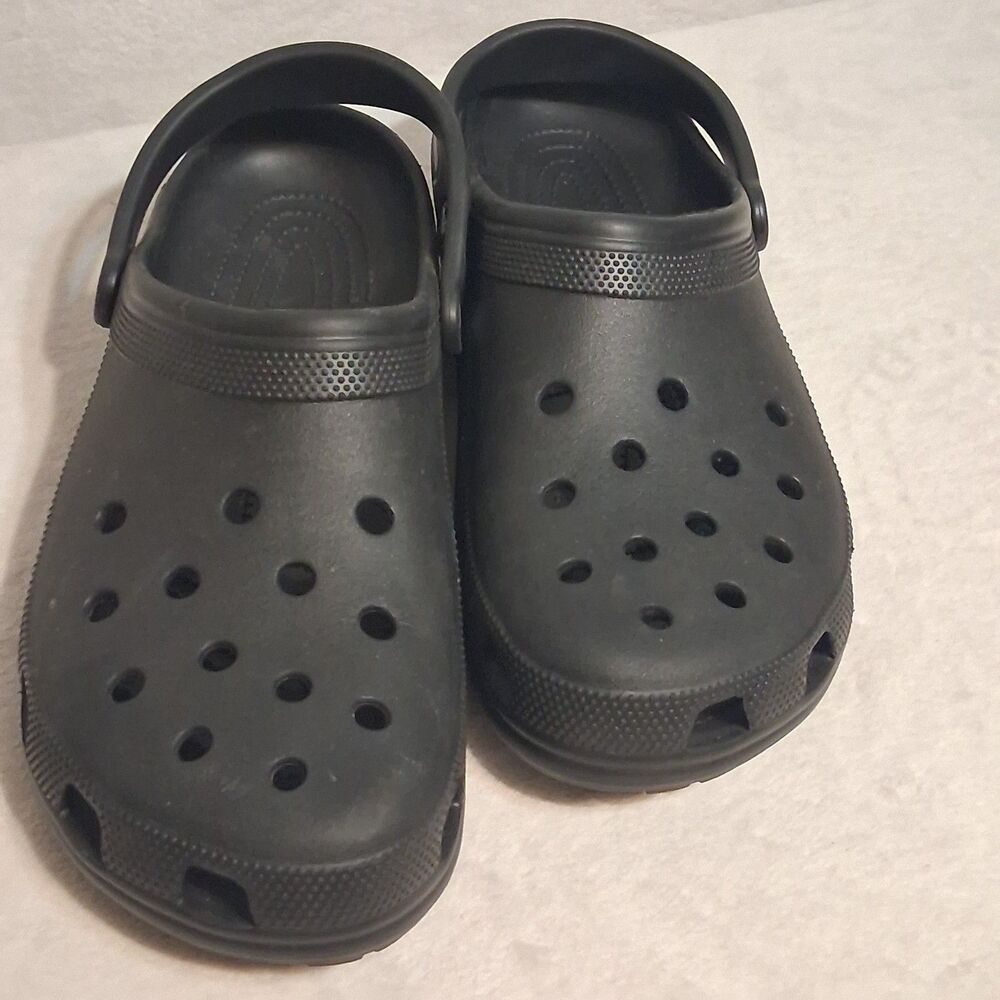 Crocs Mens 14 Clogs Roomy Fit Black Unisex Classic Basic Casual Basic Comfort